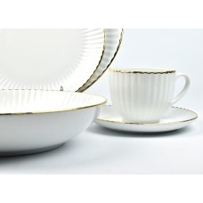 Zestaw talerzy DAISY 30 el. dla 6 osób, złoty pasek