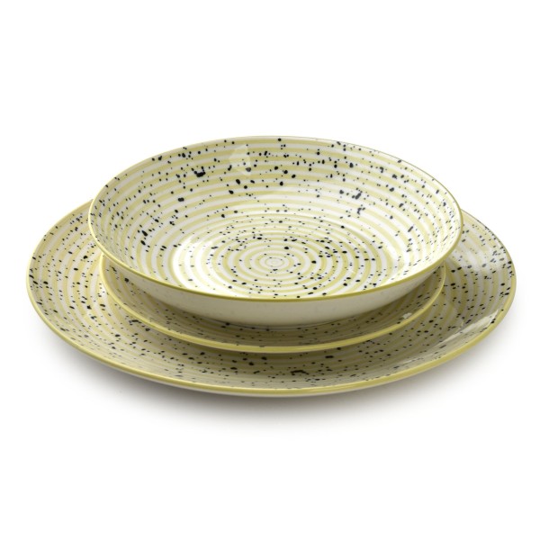 Komplet obiadowy Stripes Beige 18 cz. z miską 550 ml do serwowania eleganckich posiłków