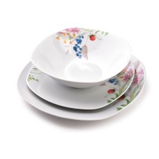 Zestaw talerzy, BOTANIC FRUIT, komplet obiadowy 18 elementów, do serwowania