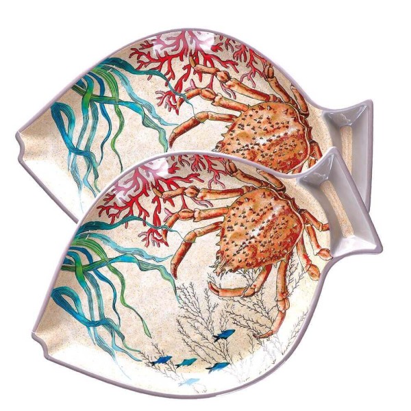 Набір тарілок Rose&Tulipani Sea Life для сервірування, меламін, 2 шт, 33x23 см, рибки