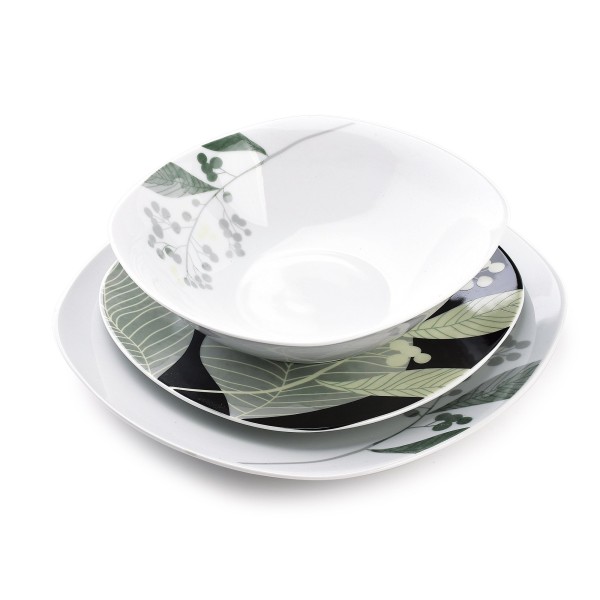 Zestaw talerzy Affekdesign HERBAL BLACK (18 elementów)