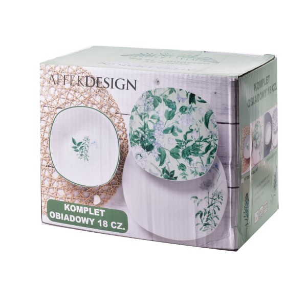 Zestaw talerzy Affekdesign HERBAL BLACK (18 elementów)