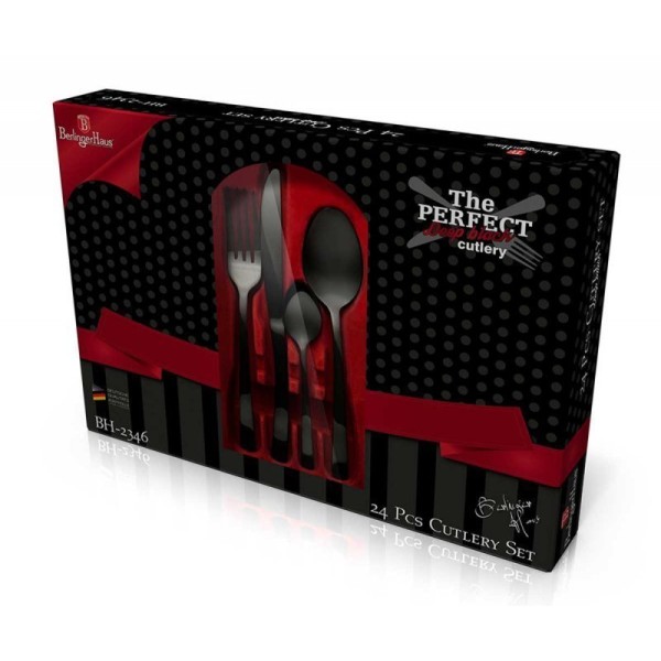 Zestaw sztućców, Berlinger Haus BH-2346, 24 elem. czarne lustrzane (do serwowania)