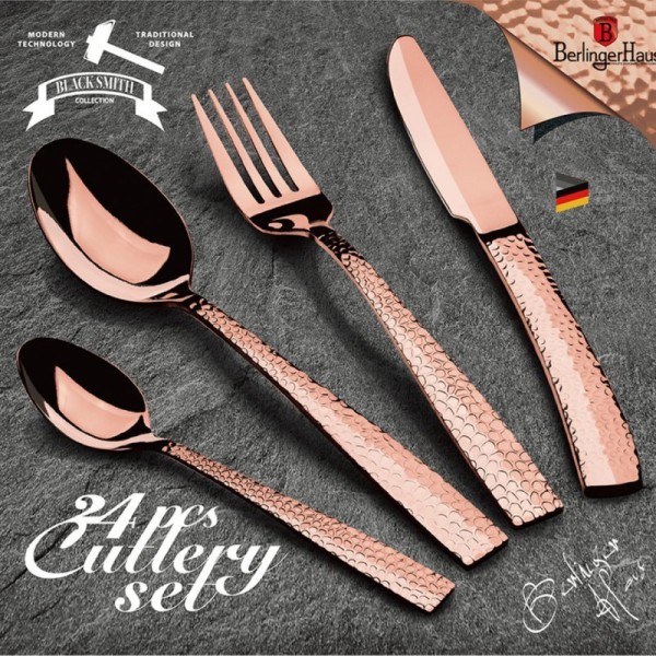 Zestaw sztućców, Berlinger Haus BH-2617 Rose Gold, 24 elem. do serwowania