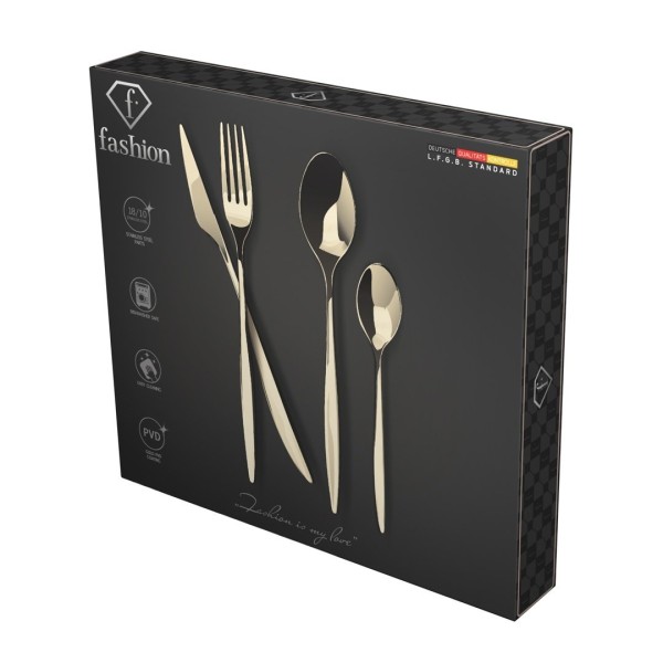 Набір столових приборів FashionTV FTV-0082 24 ел., дзеркальне покриття шампань для сервірування