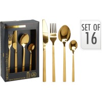 Zestaw sztućców 16 szt. Złoty kolor do serwowania Elbuz