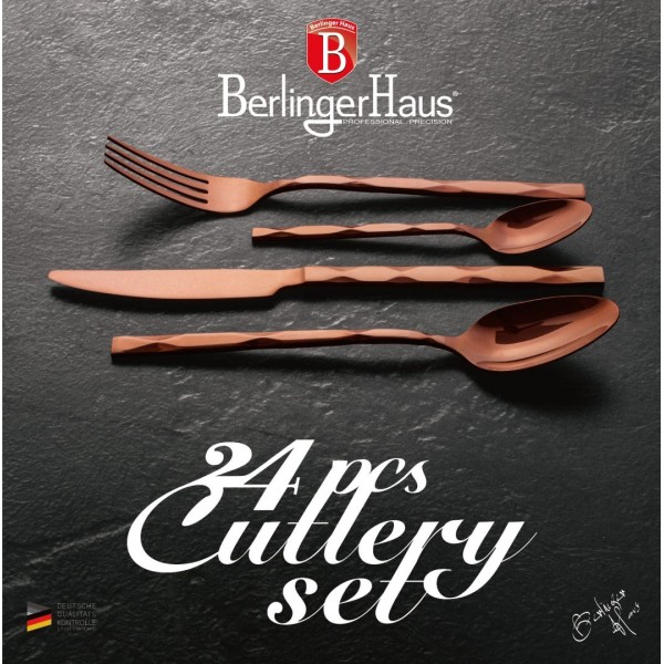 Komplet sztućców Berlinger Haus Rosegold 24-elementowy, błyszczące do eleganckich zastaw stołowych
