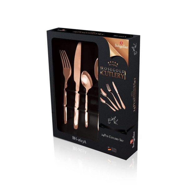 Komplet sztućców Berlinger Haus Rose Gold BH-2623A 24 el. do codziennego użytku satynowe