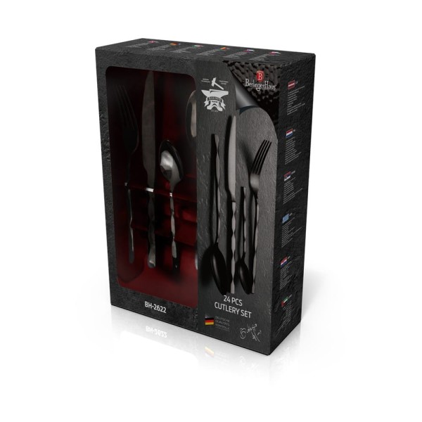 Komplet sztućców Berlinger Haus Black Royal BH-2622, 24 elementy, do serwowania potraw na eleganckie okazje