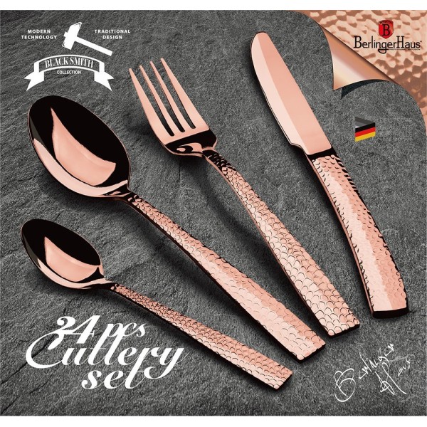 Komplet sztućców Berlinger Haus Rose Gold BH-2617 24 elementy do eleganckiego nakrycia stołu