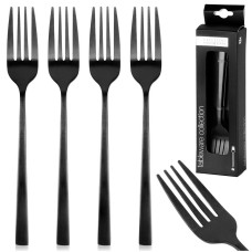 Widelczyki deserowe do ciasta i przystawek EH EXCELLENT HOUSEWARE 139771 (stalowe, czarne, 4 szt.)