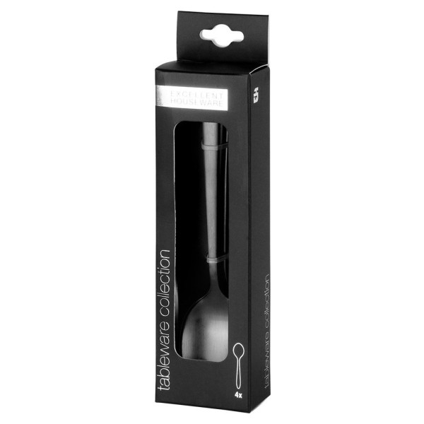 Łyżeczki do herbaty Excellent Houseware 4 sztuki czarne satynowe zestaw