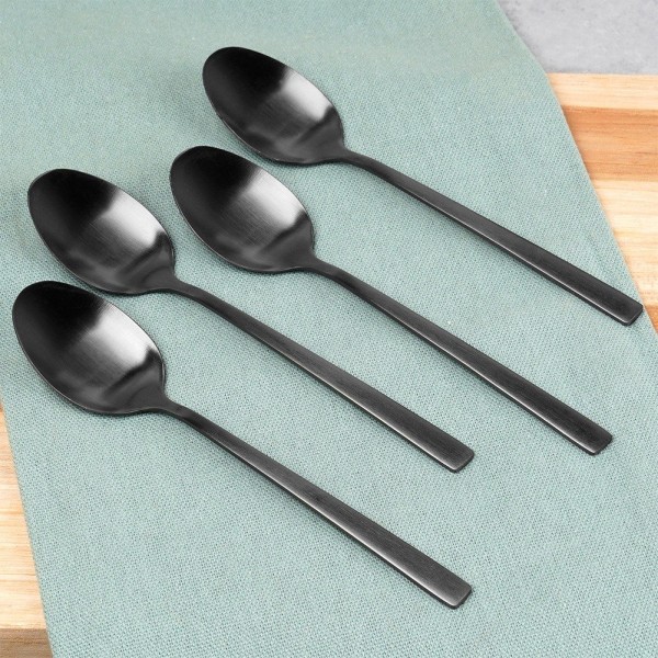 Łyżeczki do herbaty Excellent Houseware 4 sztuki czarne satynowe zestaw