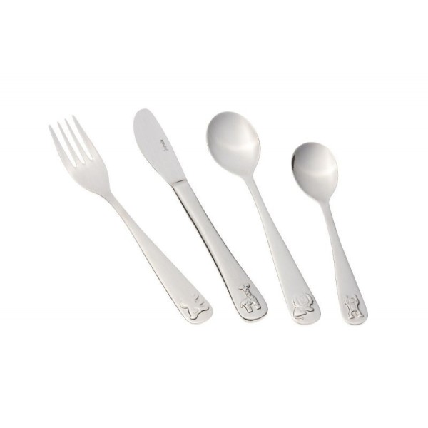 Sztućce dla dzieci, KINGHOFF, KH-3586, komplet 4 elementy (widelec, nóż, łyżka, łyżeczka)
