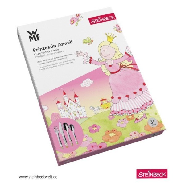 Sztućce dla dzieci WMF Anneli, zestaw 4 el., komplet do nauki samodzielnego jedzenia