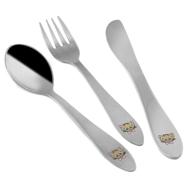 Набір дитячих столових приладів Orion 143700, 3 ел., сталь, для годування з малюнком котика Набір дитячих столових приладів Orion 143700, 3 ел., сталь, для годування з малюнком котика