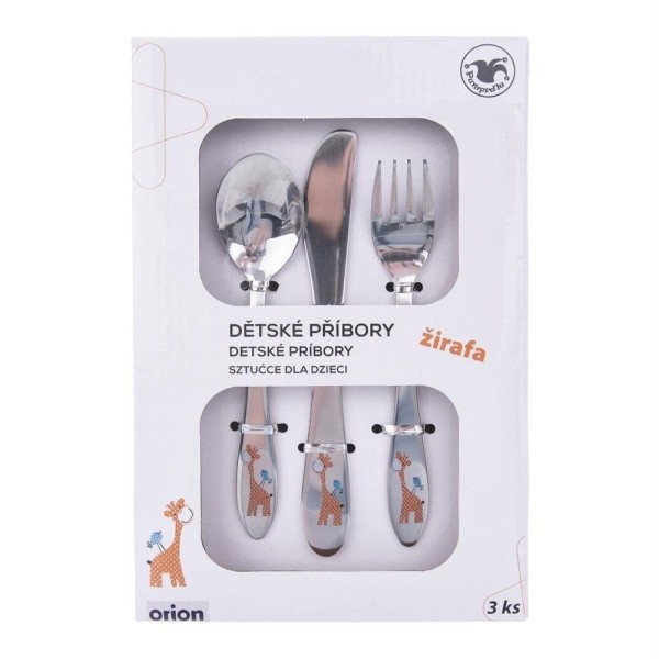 Набір дитячих столових приладів Orion 143673 з виделкою, ножем, ложечкою, сталь, жирафа для годування дітей Набір дитячих столових приладів Orion 143673 з виделкою, ножем, ложечкою, сталь, жирафа для годування дітей