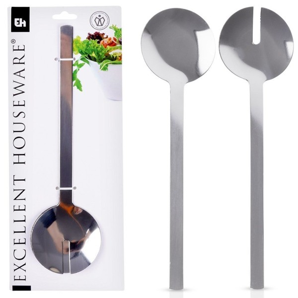 Ложки для сервірування, Excellent Houseware, 2 шт, сталеві срібні, для салатів 139394