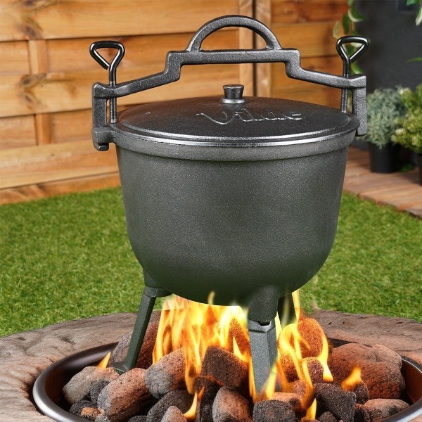 Котелок для готування на вогні, Cast Line Vilde 199053, 10 л, чавунний з кришкою і ніжками