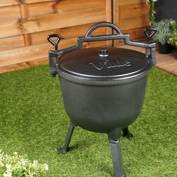 Котелок для готування на вогні, Cast Line Vilde 199053, 10 л, чавунний з кришкою і ніжками