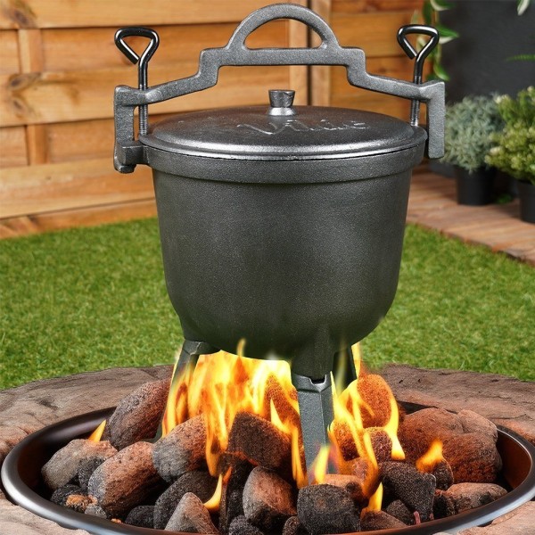 Казан-котел, Cast Line VILDE 199051, чавунний 8 л на ніжках з кришкою для готування на вогні