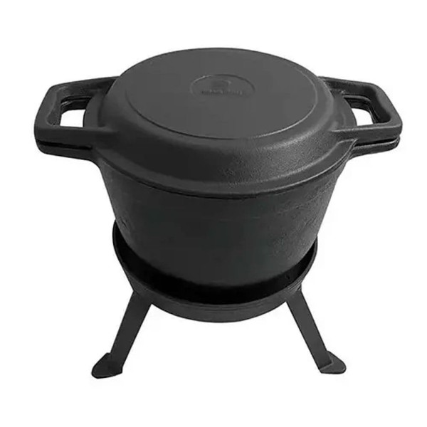 Kociołek Żeliwny Kinghoff KH-1733 8.0L z Patelnią Grill 2 w 1 do Gotowania i Grillowania na Ognisku