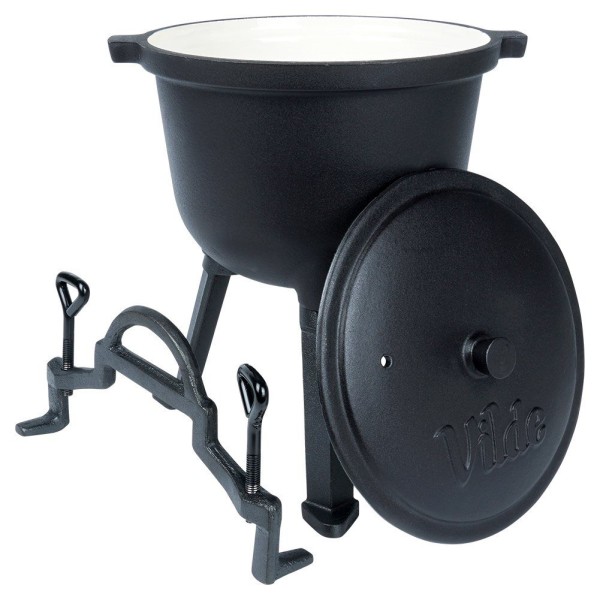 Казан-черпак, Cast Line VILDE 199048, емальований чавун 4 л на ніжках з кришкою — для готування на вогні та плиті