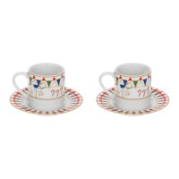 Zestaw 2 filiżanek do kawy Rose&Tulipani Xmas Carousel 100 ml z podstawką – idealny na świąteczne spotkania