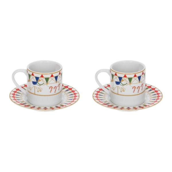 Застава чашок Rose&Tulipani Xmas Carousel, набір 2 кавові чашки 100 мл з підставкою