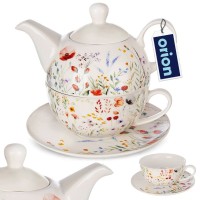 Набір для чаю, Orion, Maki 3 ел.: білий порцеляновий чайник з чашкою для подачі чаю