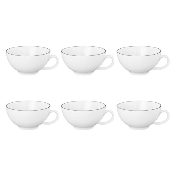 Zestaw filiżanek do herbaty Seltmann Lido Black Line 200 ml – eleganckie naczynia do podawania herbaty w domu i kawiarni