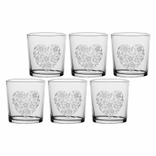 Zestaw szklanek La Porcellana Bianca Babila 6 sztuk, 350 ml, serce/kwiat, grube dno do napojów
