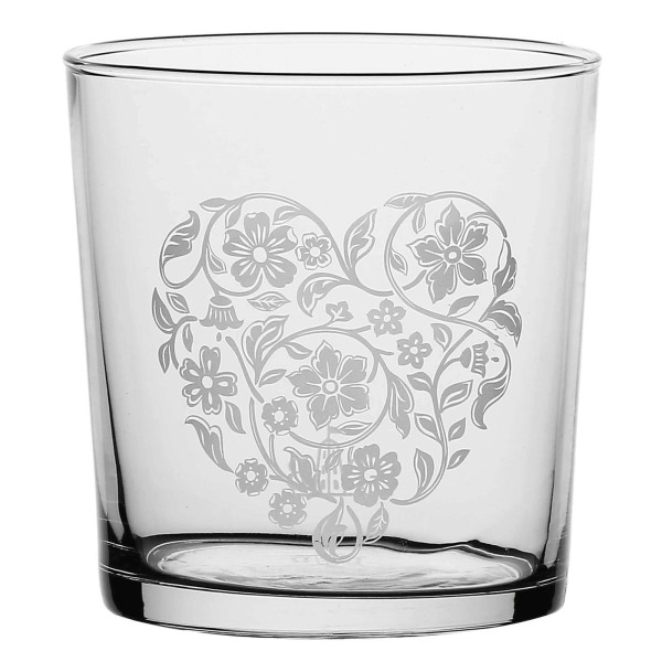 Zestaw szklanek La Porcellana Bianca Babila 6 sztuk, 350 ml, serce/kwiat, grube dno do napojów