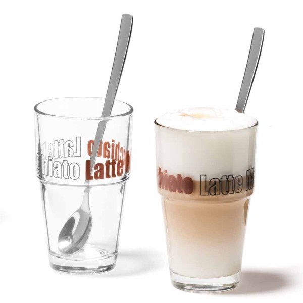 Набір склянок Leonardo Latte Solo для подачі латте, 2 шт з ложечками