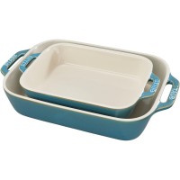 Zestaw półmisków prostokątnych Staub Cooking antyczny turkusowy do serwowania potraw