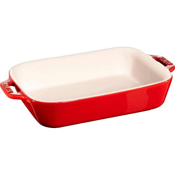 Zestaw 3 półmisków prostokątnych Staub Cooking czerwony do serwowania dań