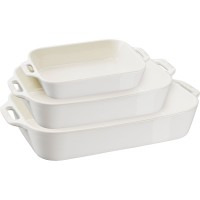 Zestaw półmisków prostokątnych Staub Cooking 3 sztuki biały do serwowania potraw