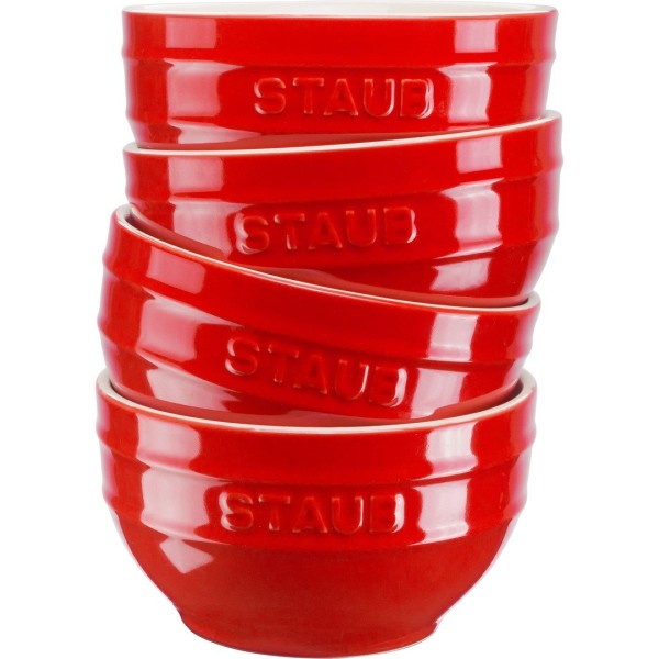 Zestaw 4 misek okrągłych Staub Serving 14 cm czerwonych do serwowania potraw