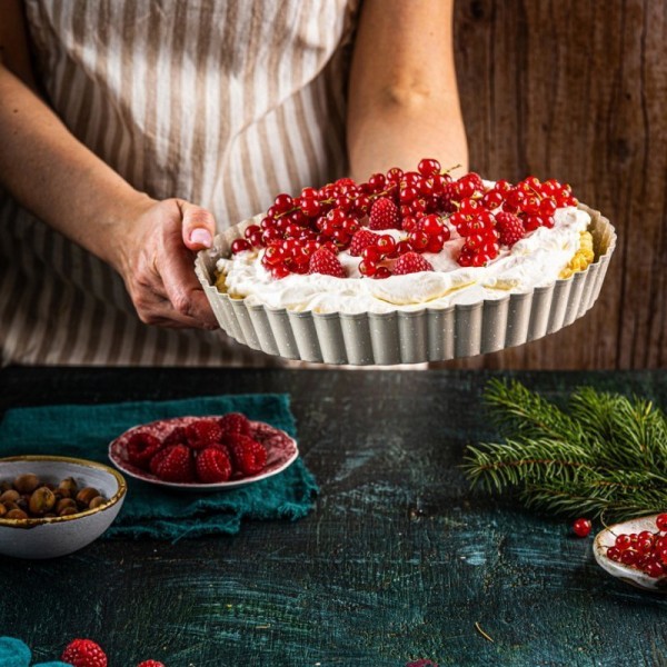 Форма для тарту, Kinghoff KH-1969, роз'ємна Ø25 см з виймаємим дном для випікання