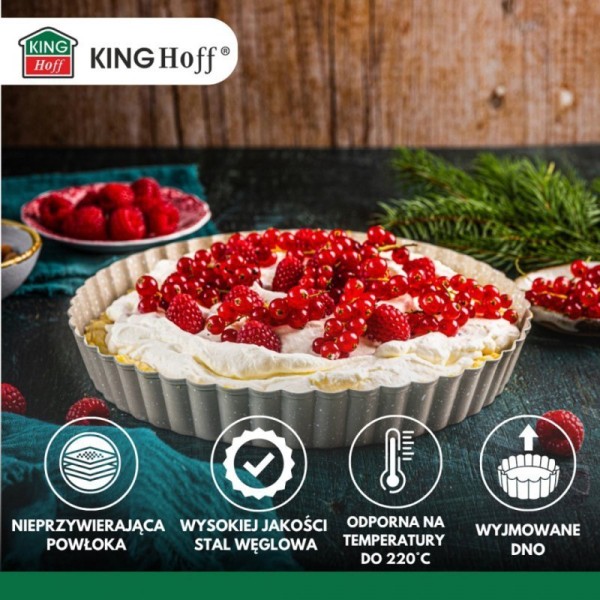 Форма для тарту, Kinghoff KH-1969, роз'ємна Ø25 см з виймаємим дном для випікання