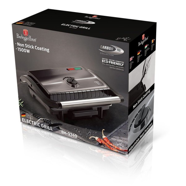 Електричний гриль Berlinger Haus Carbon Pro BH-9340, 1500 Вт для швидкого приготування їжі