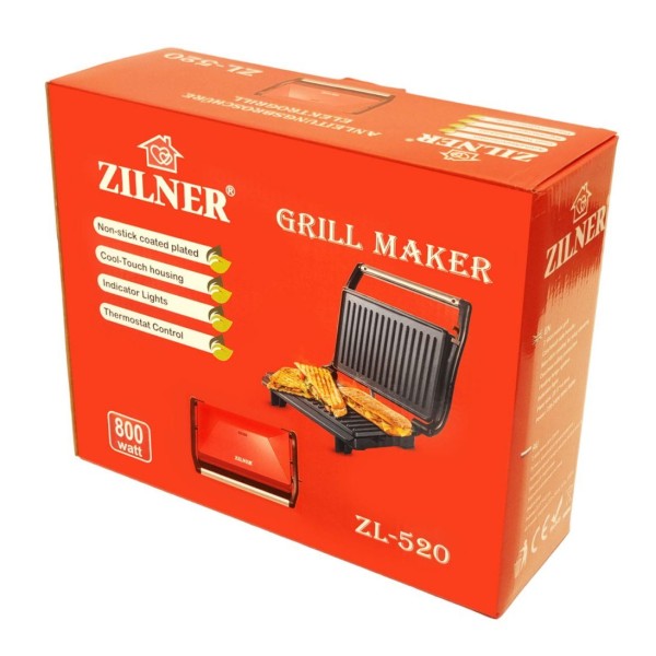 Електричний гриль Zilner ZL-520 800W для швидкого приготування їжі на кухні