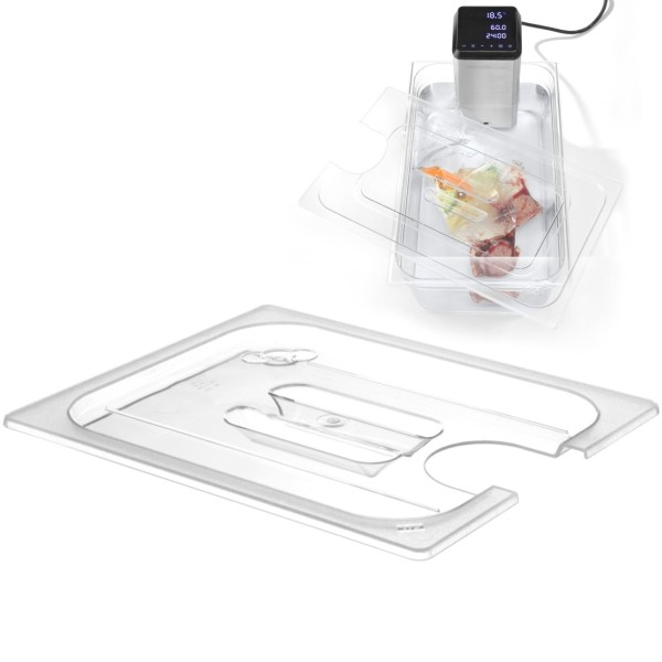 Кришка для контейнерів GN 1/1, Hendi 864227, полікарбонат з отвором для sous-vide