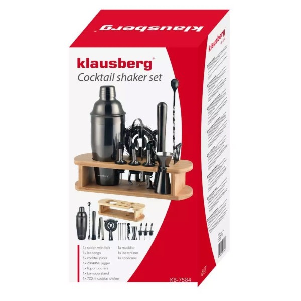 Zestaw barmański Klausberg KB-7584 shaker 16 elementów grafitowy do przygotowania drinków