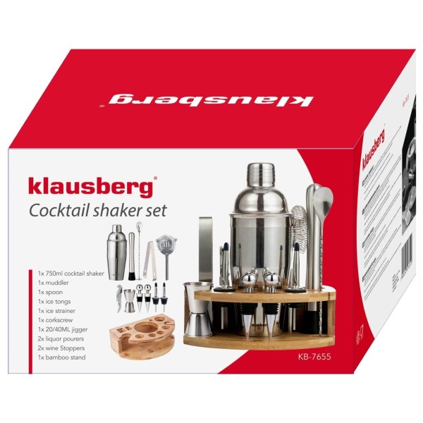 Набір барного посуду Klausberg KB-7655, 12 предметів, для приготування коктейлів із шейкером
