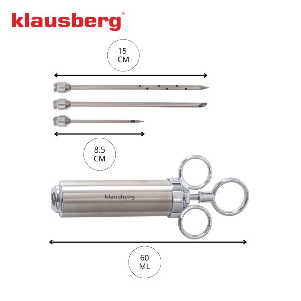 Шприц для маринування, Klausberg KB-7842, 60 мл, сталь — для маринування та соління м’яса