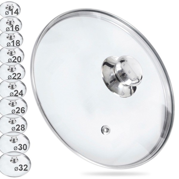 Термостійка скляна кришка для каструль, сковорідок та сотейників 28 см ORION 122582