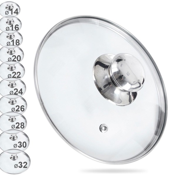 Термостійка скляна кришка для каструль, сковорідок та сотейників 16 см ORION 122576