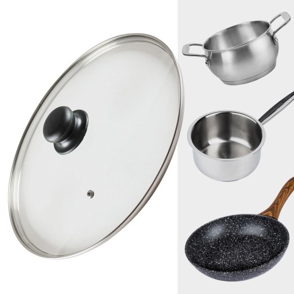 Термостійка скляна кришка для каструль та сковорідок 30 см VILDE 199029