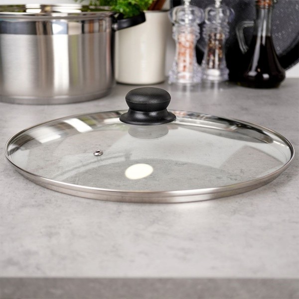 Термостійка скляна кришка для каструль та сковорідок 30 см VILDE 199029